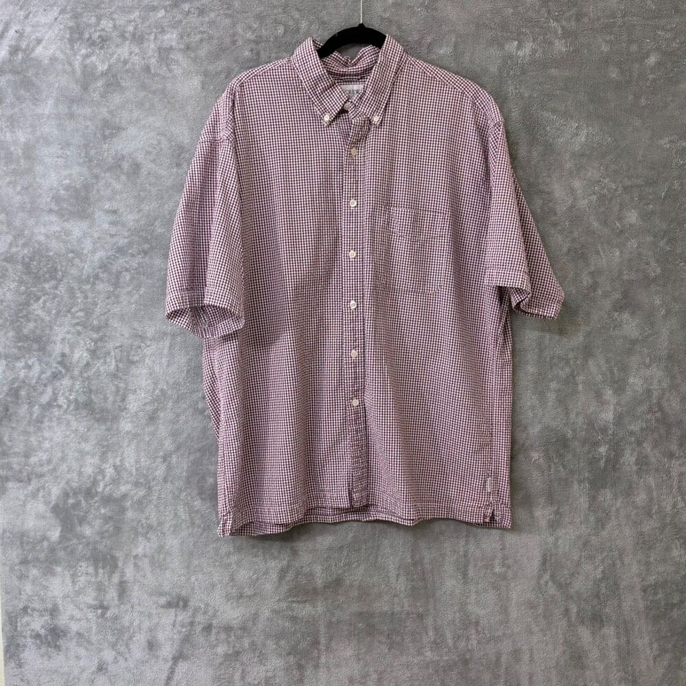 J. Crew 100% cotton Casual Button Down Plaid Gingham Short Sleeve Shirt Size XL